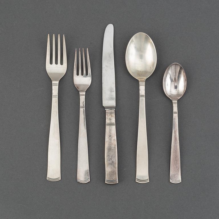 Jacob Ängman, a silver cutlery service, 'Rosenholm', GAB (45 pieces).