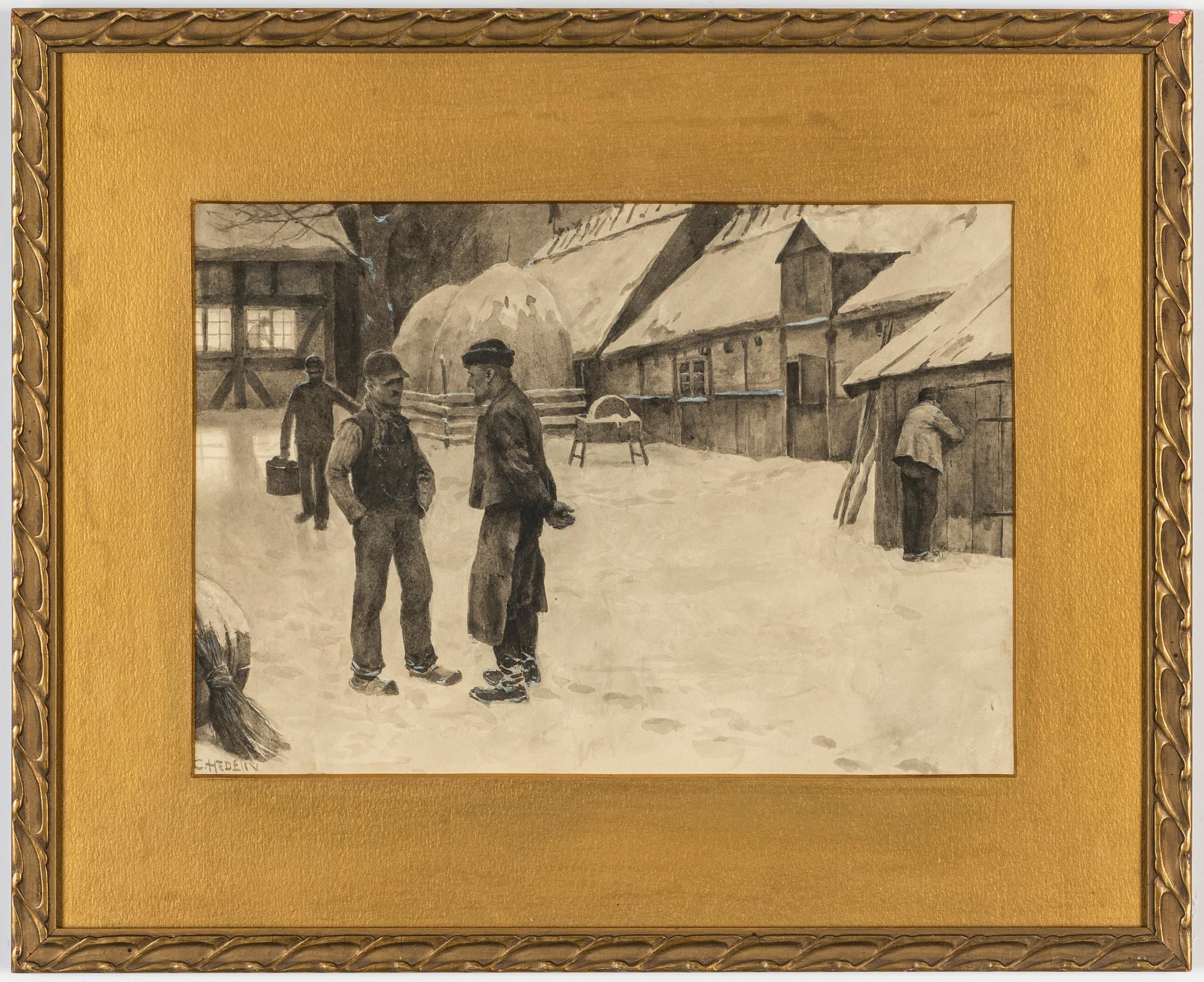 Carl Hedelin, ink and watercolour, signed.