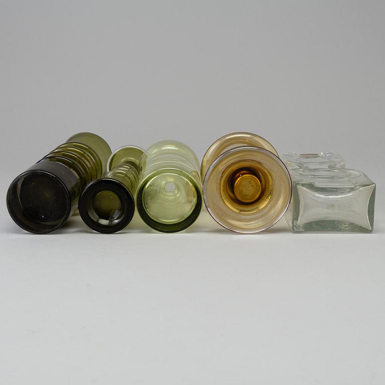 Five second half of the 20th century glass vases by Nanny Still, Tamara Aladin, Helena Tynell,