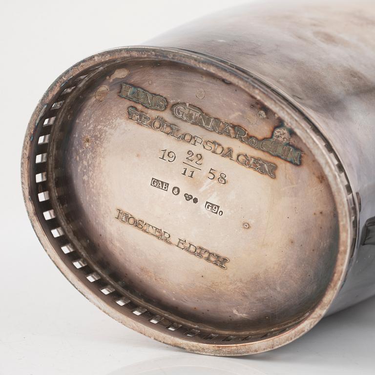 Sven-Arne Gillgren, kaffekanna och gräddskål, silver, GAB.