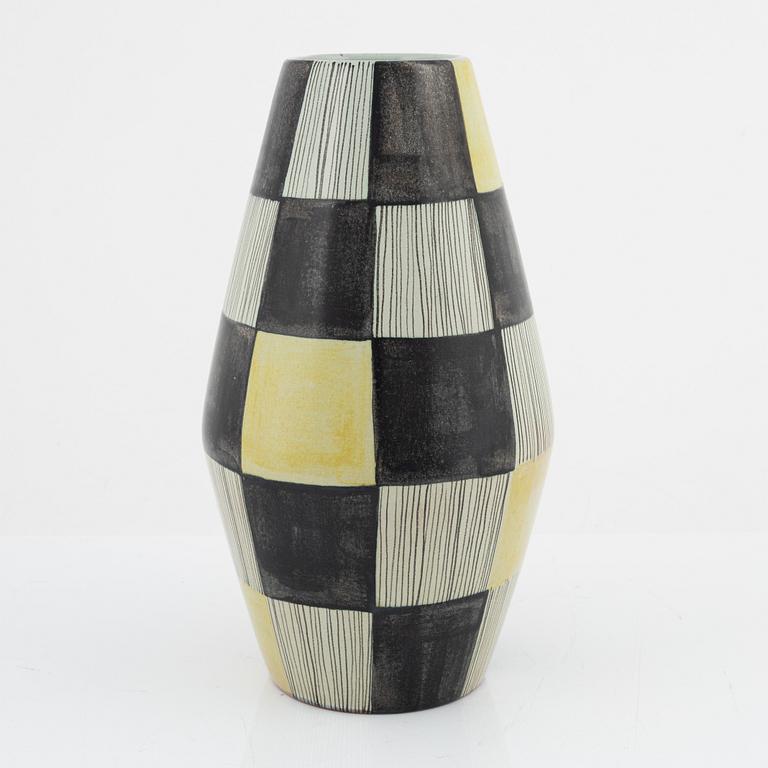 Carl-Harry Stålhane,  vase, "Torro faience", decor by Aune Laukkanen, Rörstrand, Sweden ca 1952.