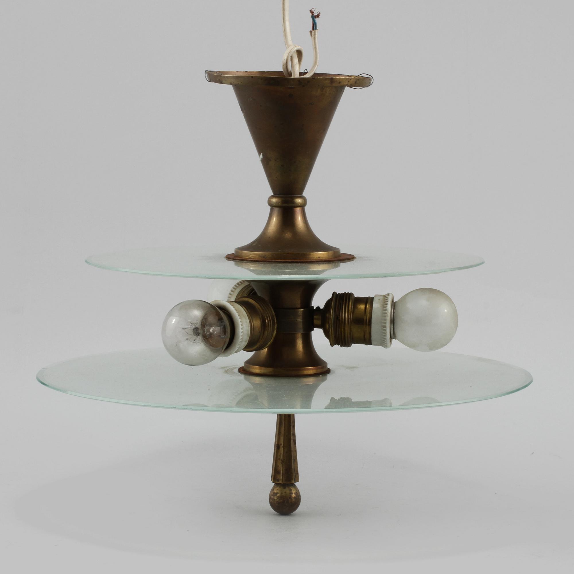 TAKLAMPA, glas, 1900-talets mitt. Diameter 35 cm.