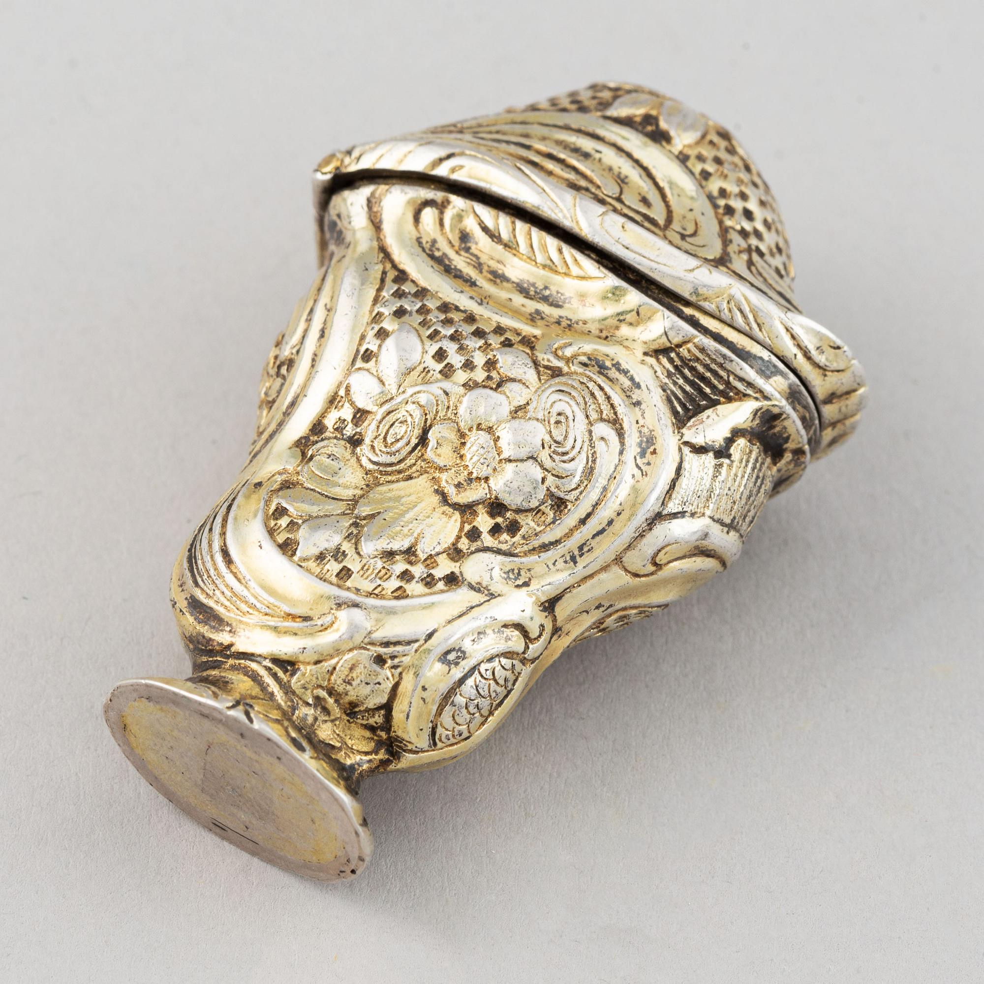 A gilt silver rococo box, Denmark or Norway, second half of the 18th century.