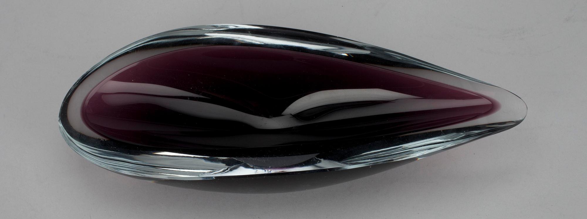 SKÅL, glas, "Videblad", KF 210, signerad K. Franck Nuutajärvi Notsjö -57.