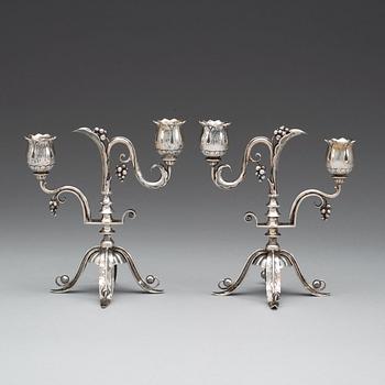 A pair of  K. Anderson silver candelabra, Stockholm 1930.