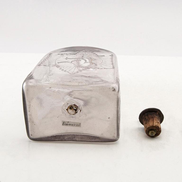 A Swedish glass flask, Limmareds glass manufactory, late 18th century/early 19th century.