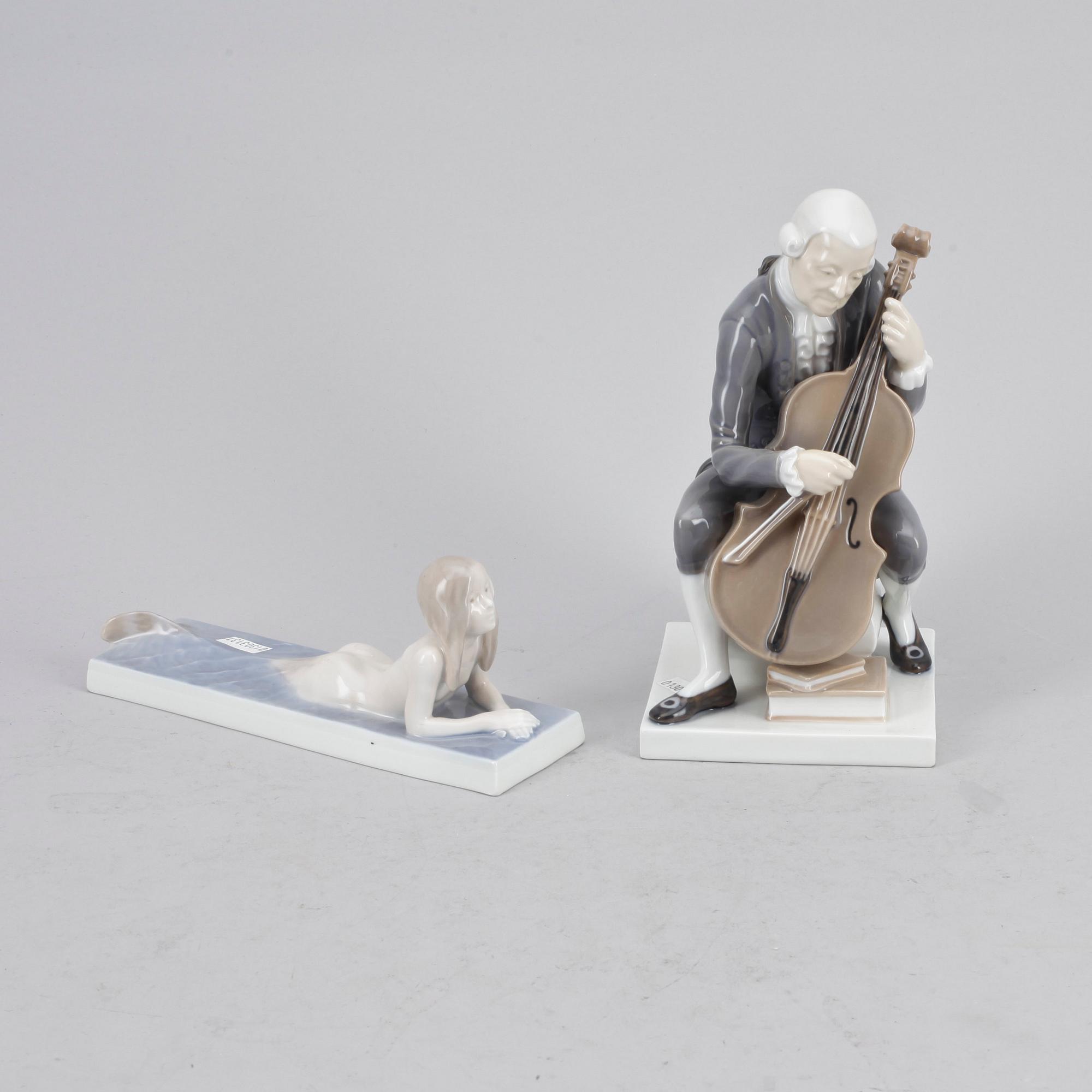 FIGURINER, 2 st, porslin, Royal Copenhagen samt Bing & Gröndal, Danmark.