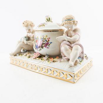 Urn with lid Germany Rococo style mid-20th century porcelain.