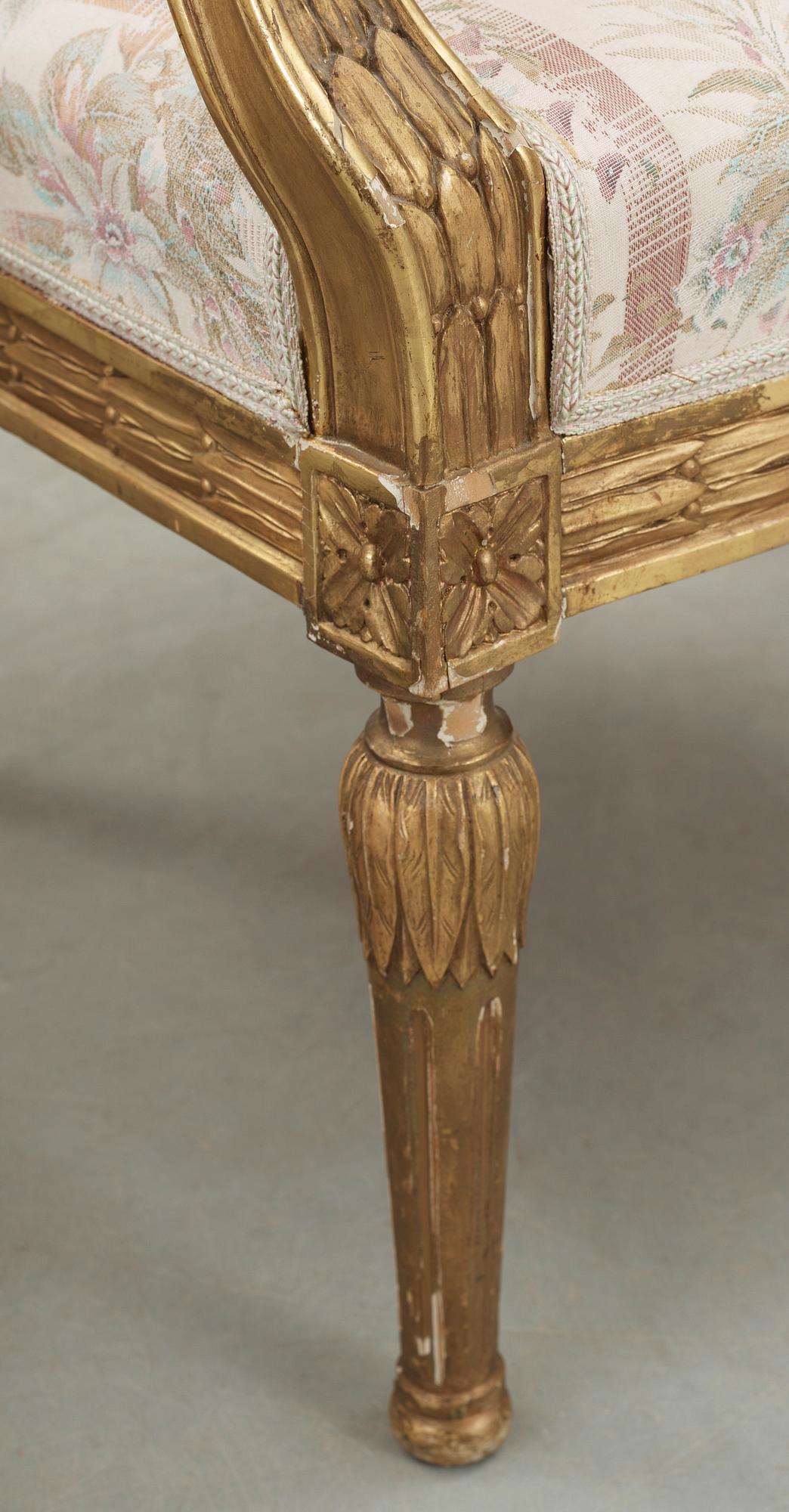 SALONGSGRUPP, 6 delar, gustaviansk stil, 1800-talets slut.