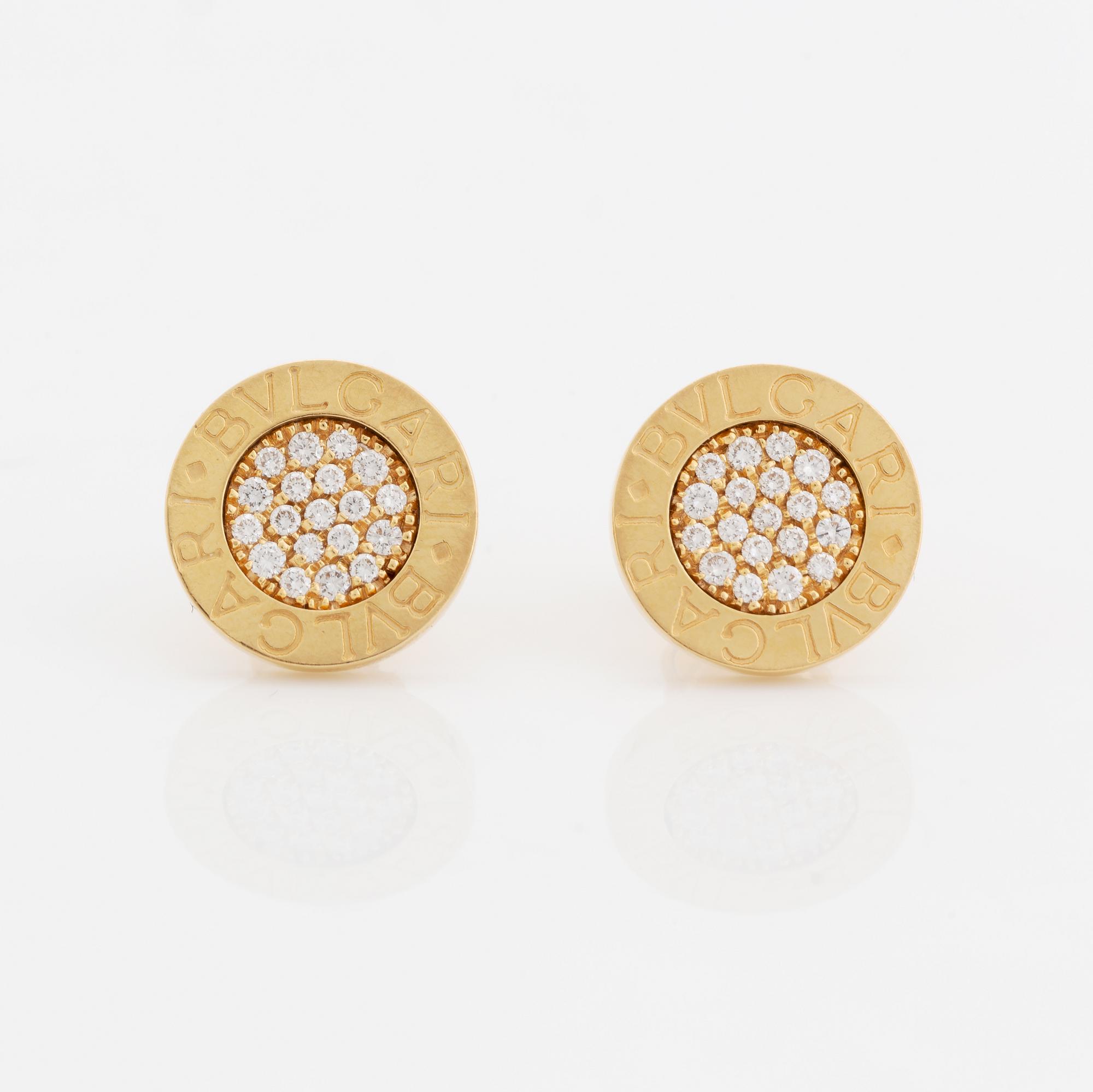 Bulgari, örhängen, ett par, med briljantslipade diamanter.