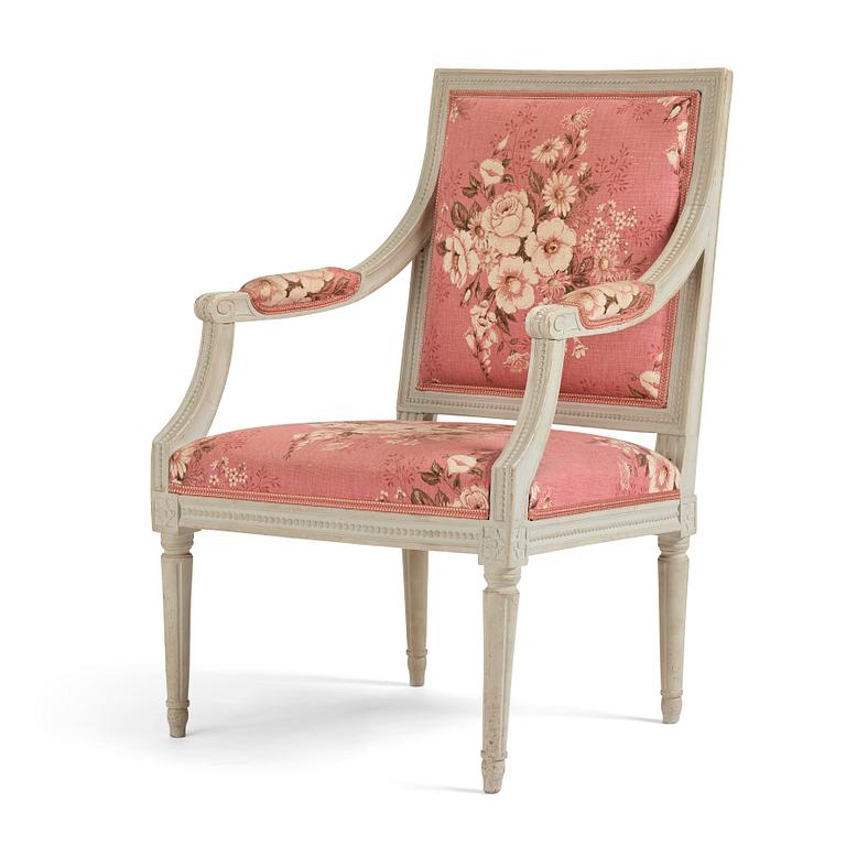 A carved Gustavian armchair by C. J. Wadström (master 1788-1816).