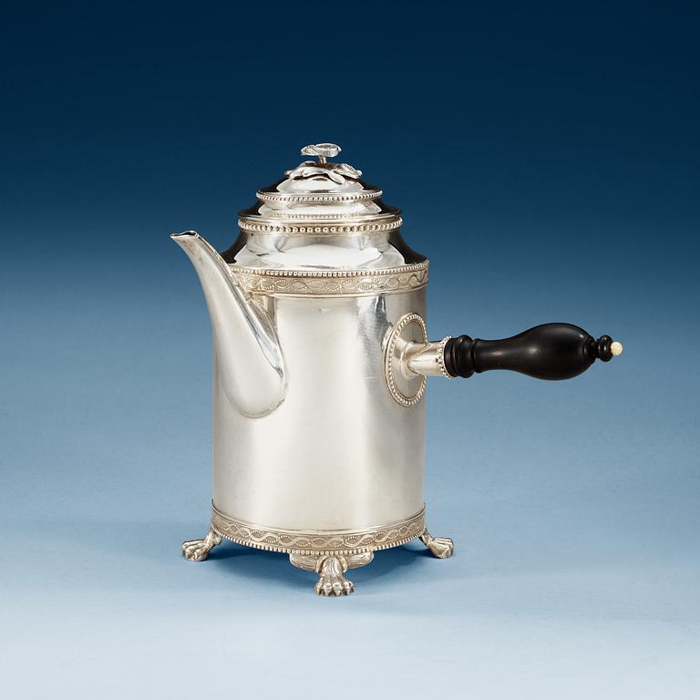 A Swedish 18th century silver coffe-pot, makers mark of Nils Tornberg, Linköping 1791.