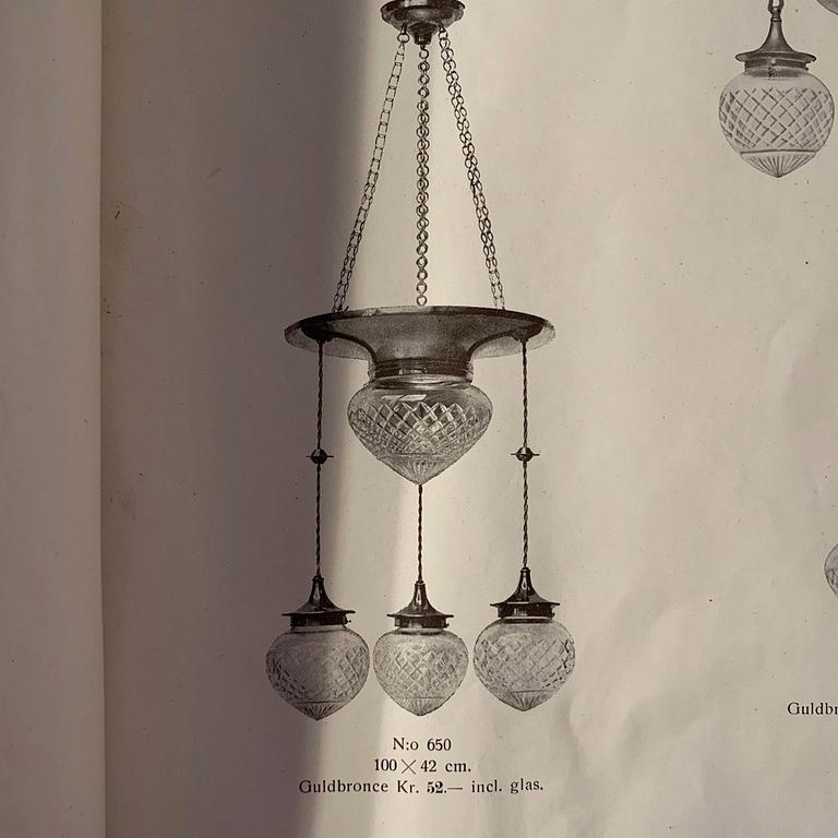 Sven & Hugo Malmströms metallvarufabrik, an Art Nouveau ceiling lamp model "650", Malmö, 1910s.