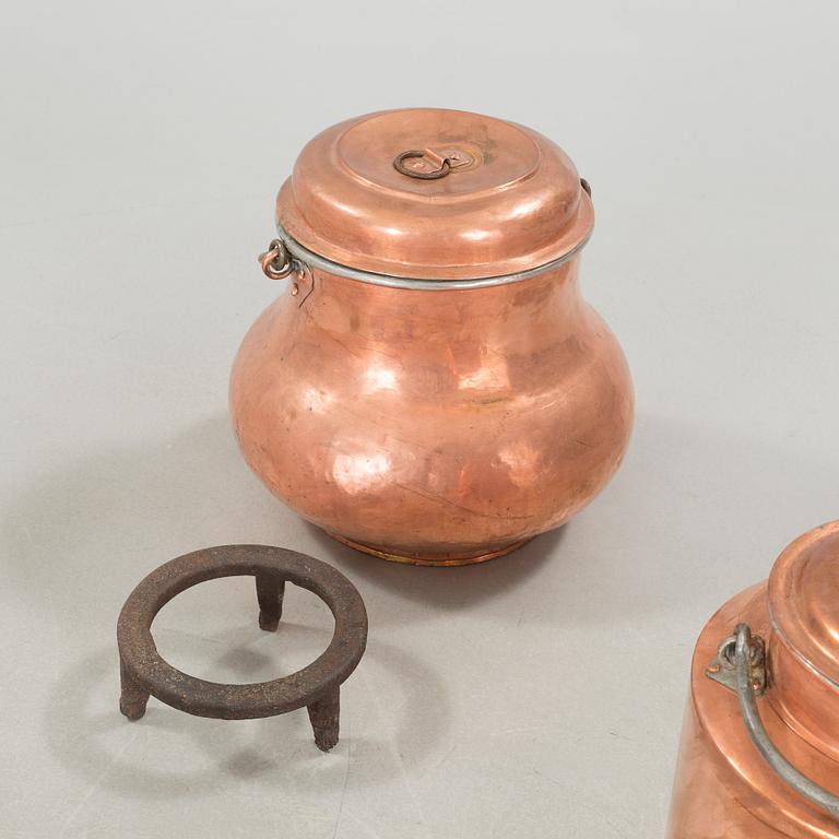 Four copper objects, 19th century.
