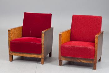 FÅTÖLJER, ett par, Art deco, 1900-talets första hälft.