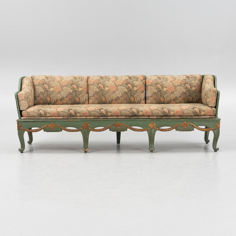 A Gustavian sofa, later part of the 18th century.