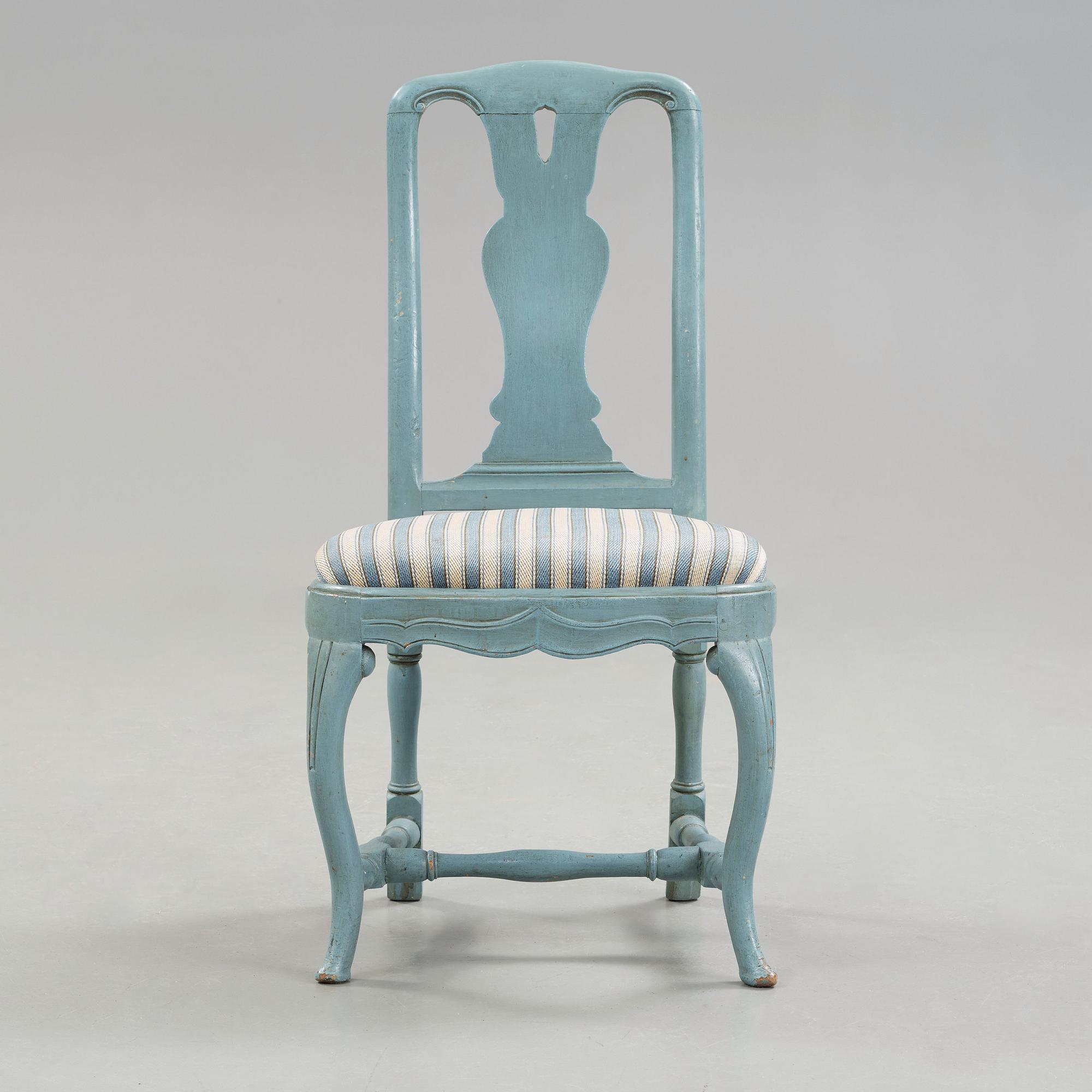 Eleven Swedish Rococo 18th century chairs.