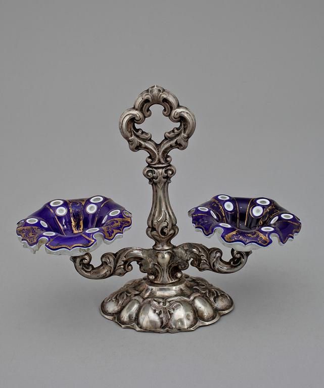 SALTKAR, silver, glas, nyrokoko, 1800-talets andra hälft.