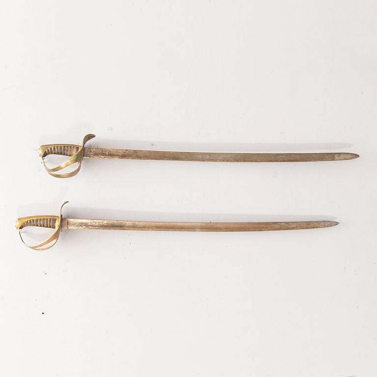 A pair of Swedish cavalry swords 1854 pattern.