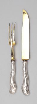 UPPLÄGGNINGSBESTICK, 2 st, silver, jugend, sannolikt Frankrike, 1900-tal.