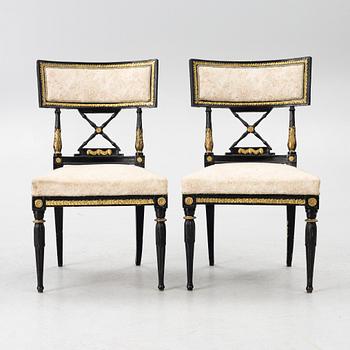 Stolar, ett par, sengustavianska, Stockholm, omkring år 1800.