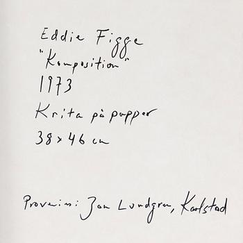 Eddie Figge, krita på papper, signerad och daterad 1973.