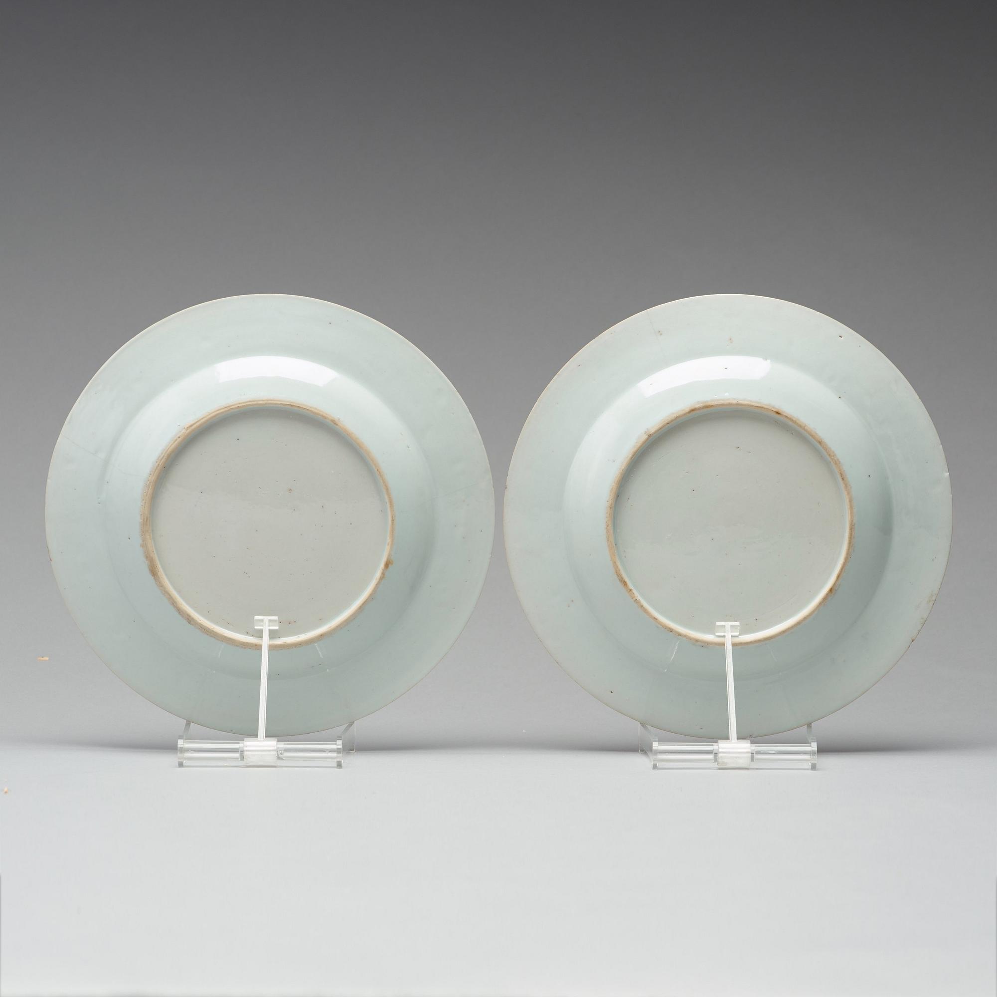 Two famille rose export dinner plates, Qing dynasty, Qianlong (1736-95).
