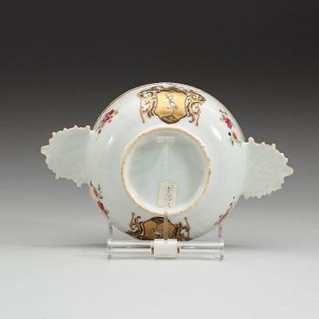 A famille rose armorial bowl with cover and a cup with the arms of Grill. Qing dynasty Qianlong (1736-95).
