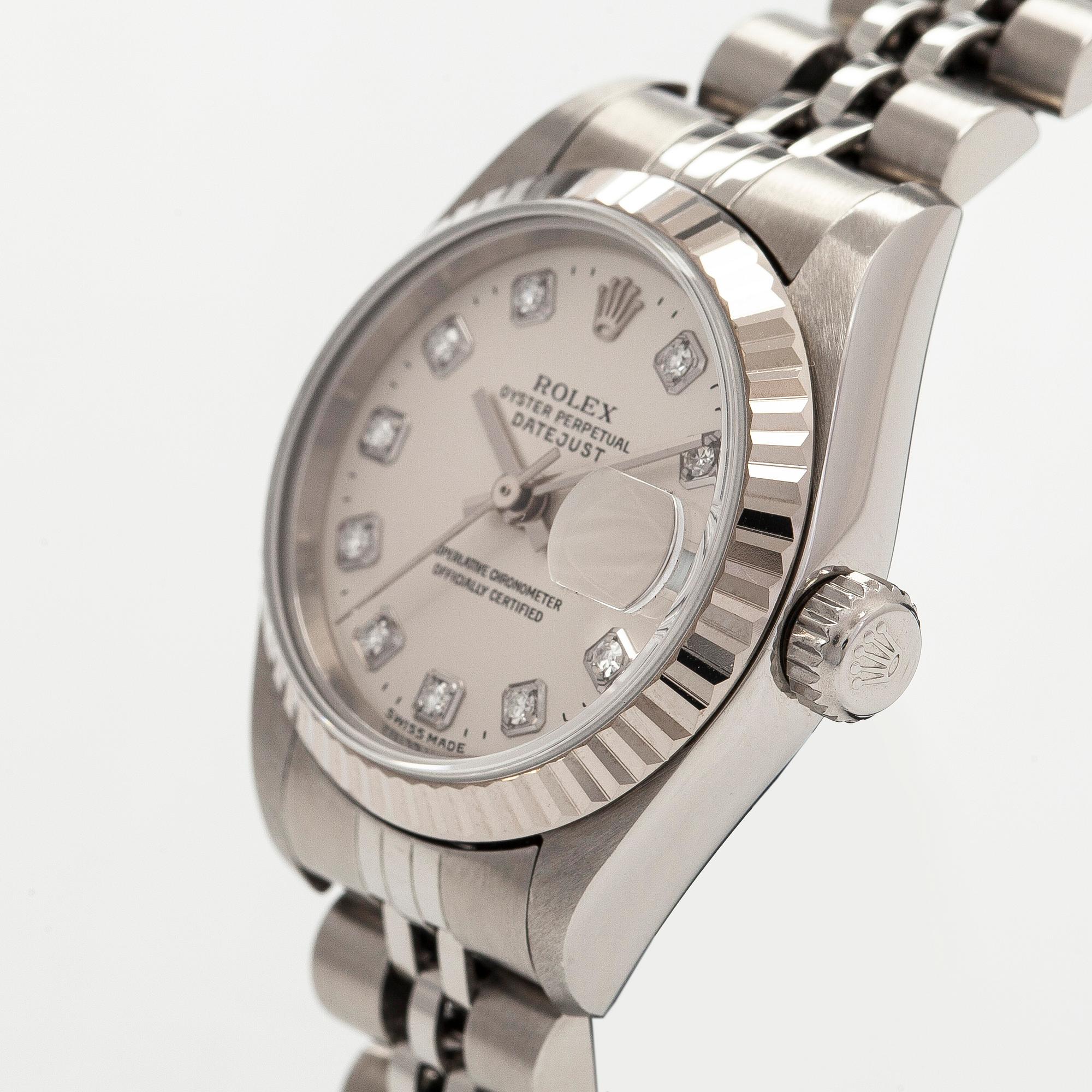 Rolex, Oyster Perpetual, Datejust, "Diamond Dial", rannekello, 26 mm.