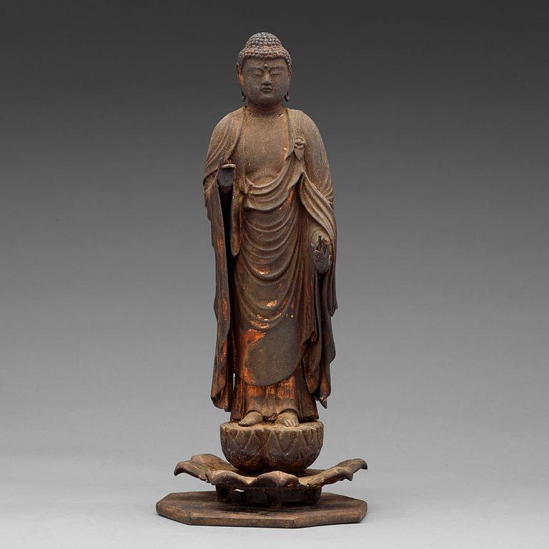 AMIDA BUDDHA, trä. Japan, Edo, 1800-tal.