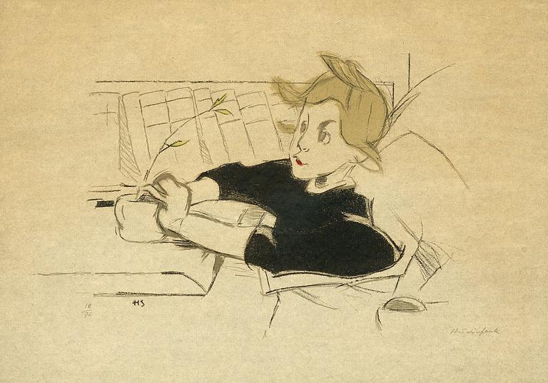 HELENE SCHJERFBECK, färglitografi, 1938-39, signerad med blyerts och numrerad 12/70.