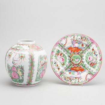 Chinese Jar and Plate, 20th century.