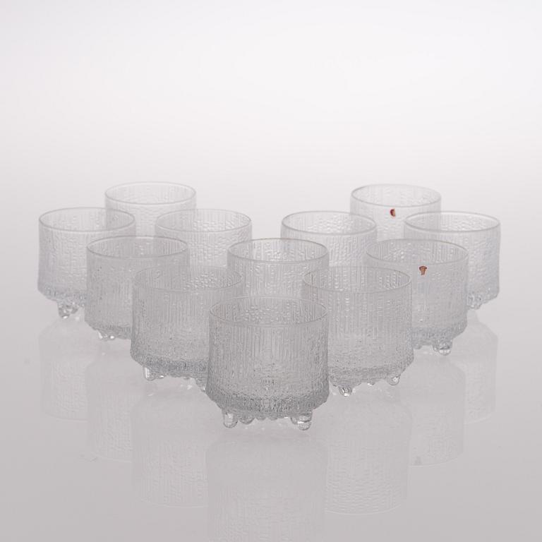 TAPIO WIRKKALA, dricksglas, 12 st samt kanna "Ultima Thule", Iittala, 1970-tal.