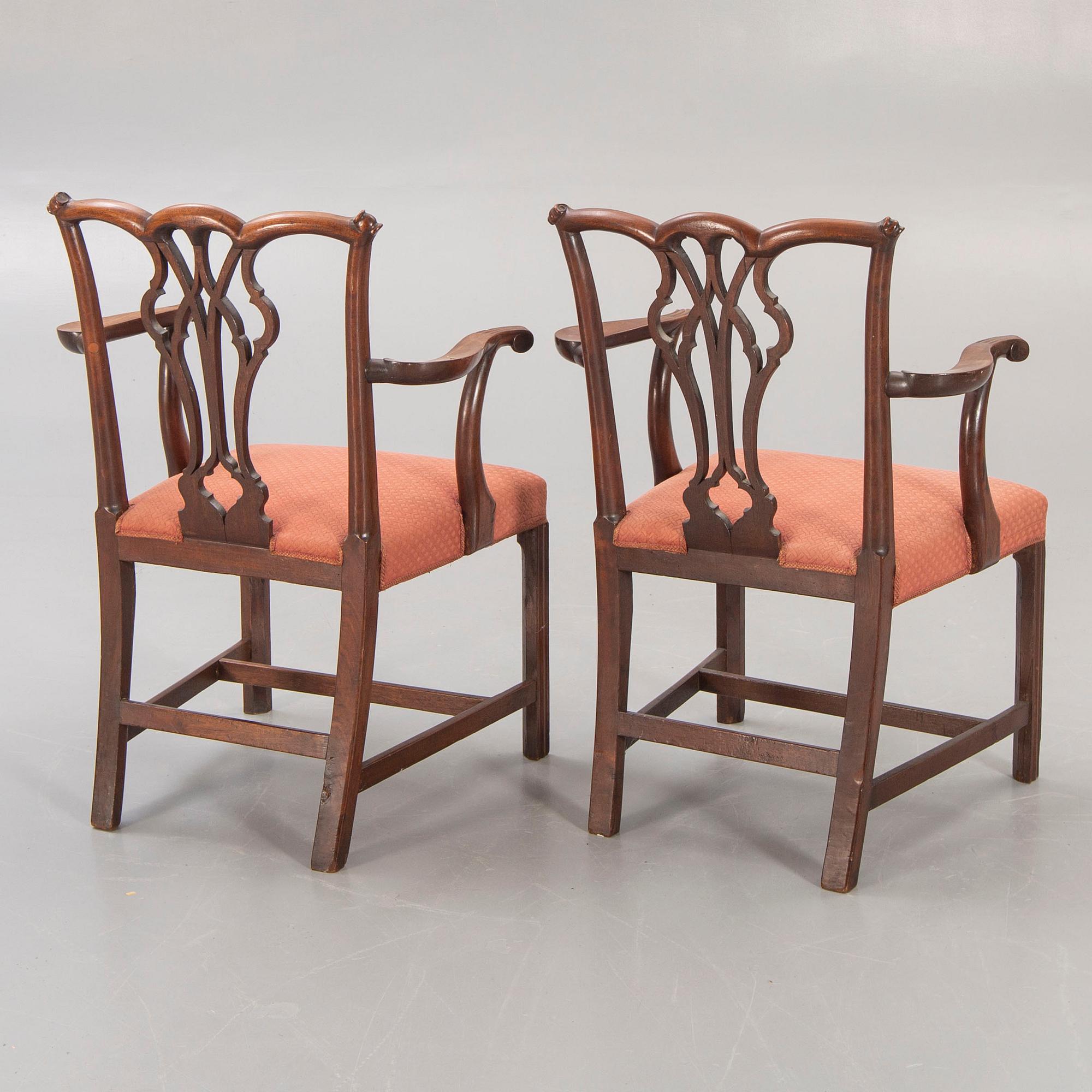 A pair of Chippendale mahogany chairs.