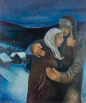 Kosti Ahonen, olja på pannå, signerad och daterad 1980.