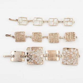 Lars Arby, three bracelets, sterling silver Gothenburg 1976, 1978 and 1982.
