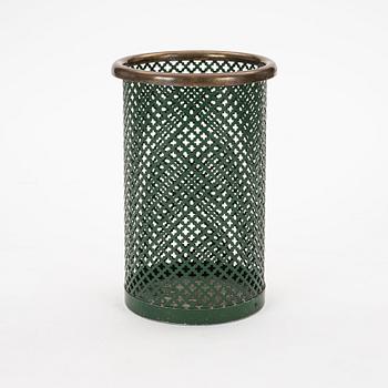 Josef Frank, a green lacquered metal and brass wastepaper bin, Svenskt Tenn, Sweden.