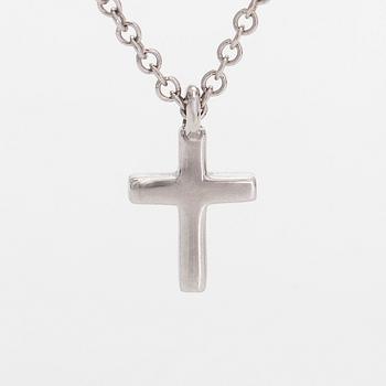 Tiffany & Co, an 18K white gold "Metro Cross" necklace with diamonds.
