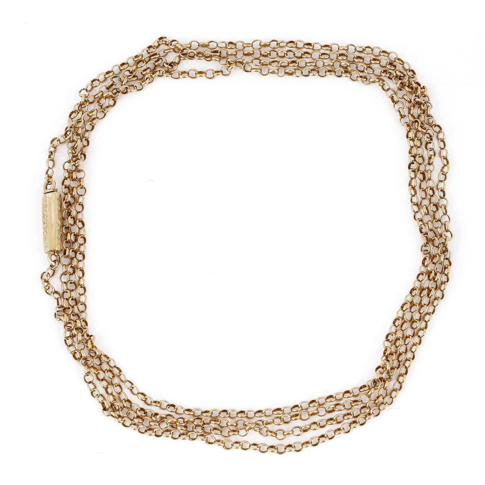 KEDJA, omkring sekelskiftet 1900-talets. 18K guld.