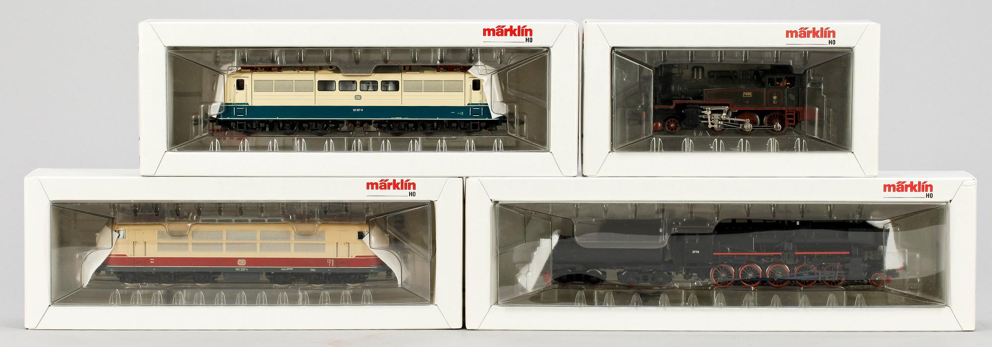 PARTI LOK, 4 st, Märklin H0 3103, 3053, 3361 samt 3417, 1900/2000-tal.