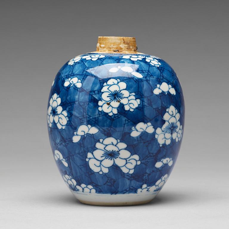 A blue and white tea caddy, Qing dynasty, Kangxi (1662-1722).