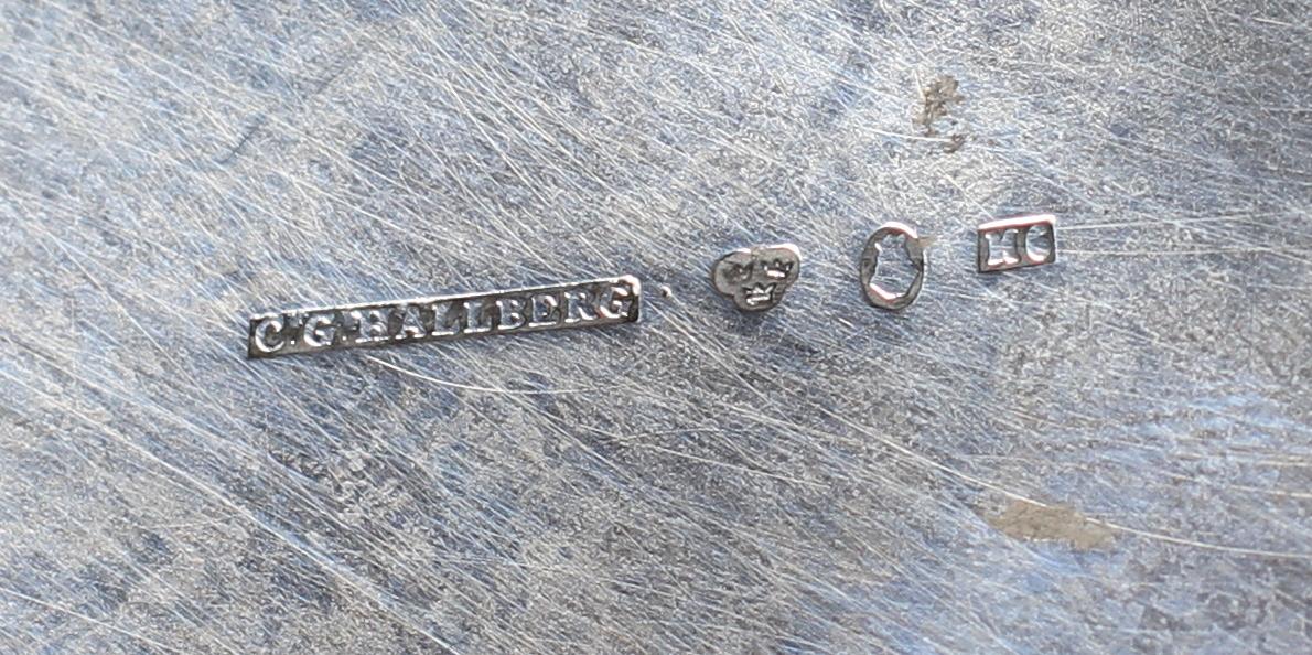 DRYCKESSTOP, silver, barockstil, CG Hallberg Stockholm 1890. Vikt 670 gram.