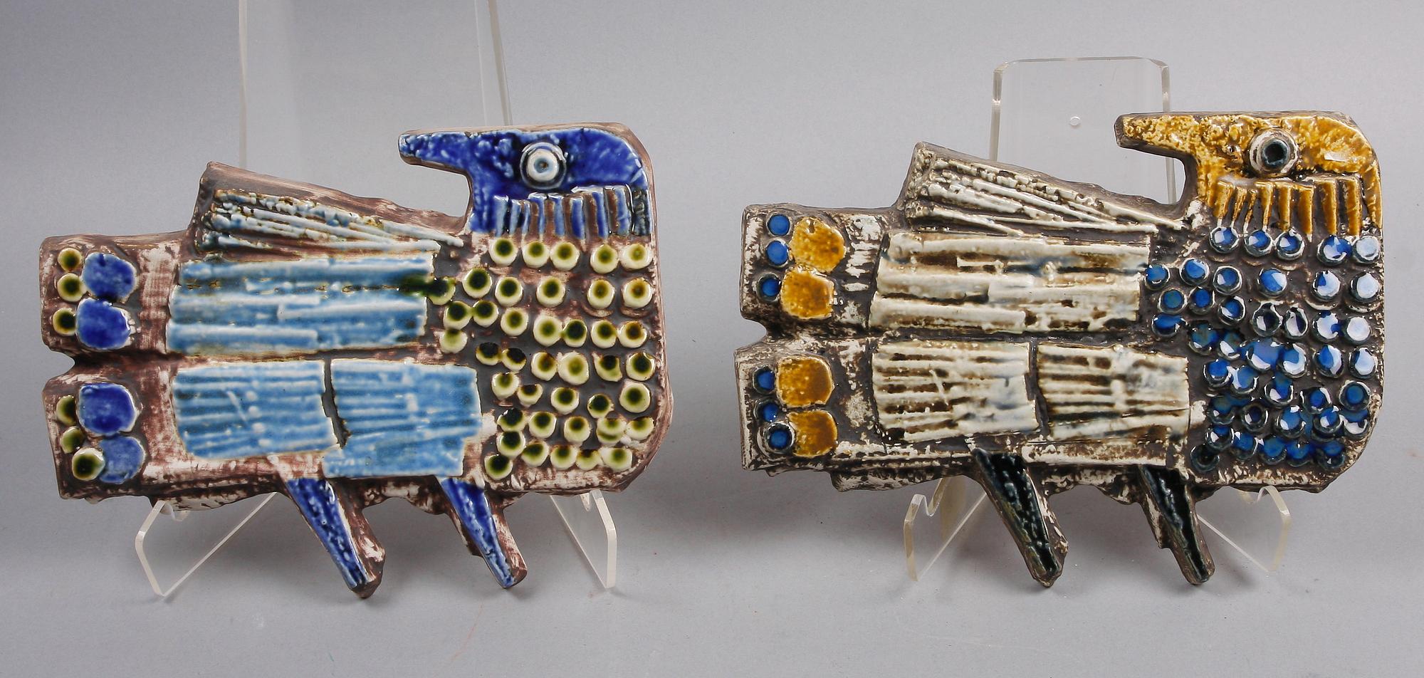 VÄGGPLAKETTER, 4 st, keramik, Lisa Larson Gustavsberg.