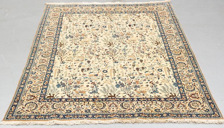 Matto, semi-antique/old Nain, part silk, ca 250,5 x 162 cm.