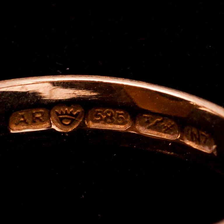 RING, 14K guld med turkos, Guldsmed A. Rantanen Tammerfors 1966.