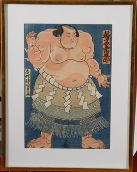 TRÄSNITT, 2 st, okänd konstnär, Japan.