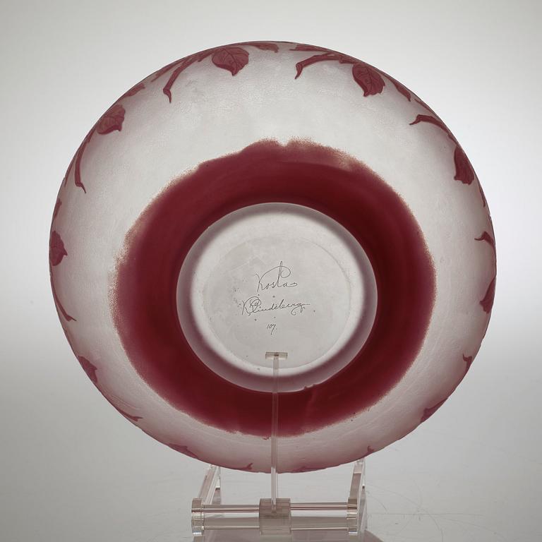 A Karl Lindeberg Art Nouveau cameo glass bowl, Kosta.