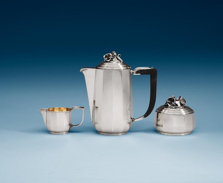 An Atelier Borgila sterling 3 pcs coffee service, Stockholm 1938.