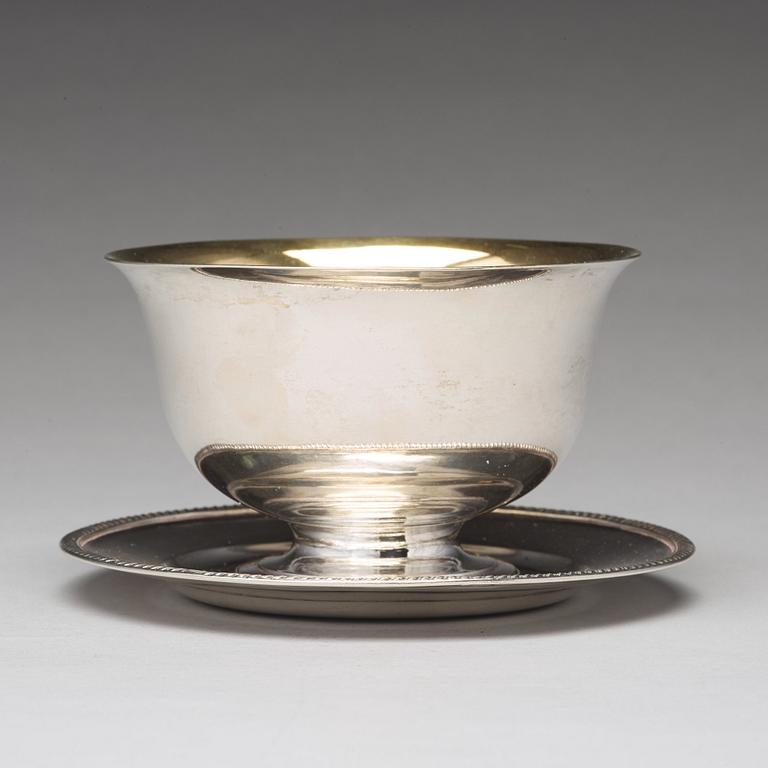 A Swedish 19th century parcel-gilt silver sauce bowl, mark of Johan Petter Grönvall, Stockholm 1824.