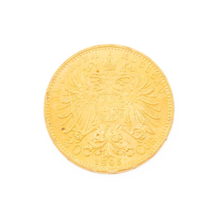 Guldmynt, Österrike-Ungern, 20 Corona, 1895.